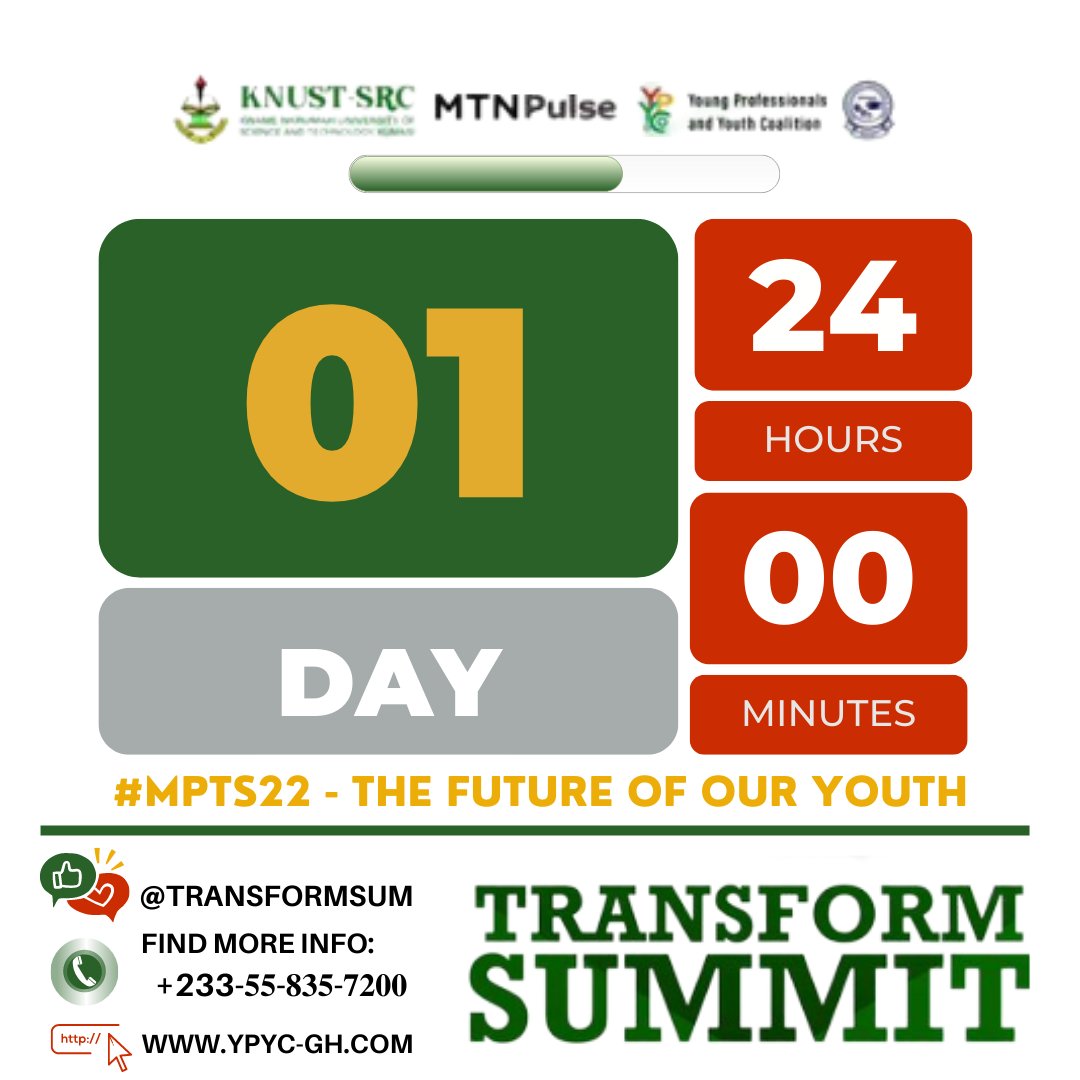 TransformSum's tweet photo. 📢: Make Time with Champions🏆 Tomorrow ⤵️
#MPTS22 | 📅Saturday, August 27th, 2022.

📍#KNUST - Great Hall .  
⏰ (9:00 AM Sharp ) 

Few Hours until,👉 #MTNPulseTransform🔽 !!! 

🅱️e there; No Momo Needed - All #OnGod 🎁Free...

 [ Link In Bio 📲 ] https://t.co/FW6dWEzh2H