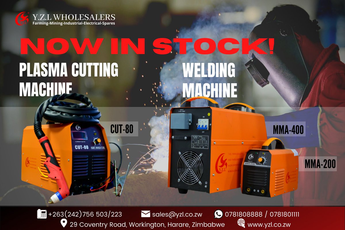 YWholesalers's tweet photo. NEW STOCK ALERT: WELDING MACHINES &amp; PLASMA CUTTING MACHINES‼
#plasmacuttingmachine #plasmacutter #welding #indutrial #YZLWholesalers #electrical #singlephasewelding #3phaseweldingmachine https://t.co/3D1D7nPqmT