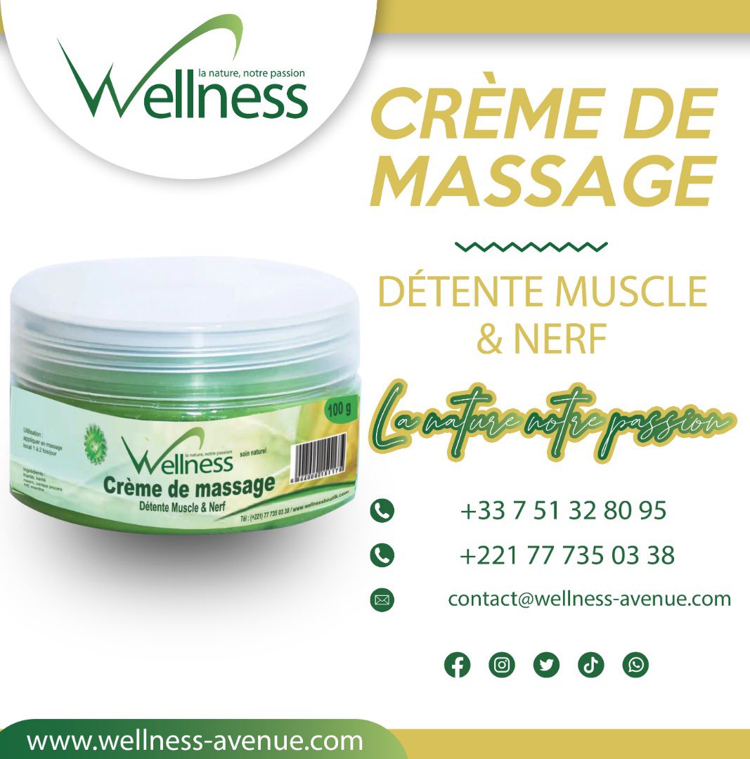 Courbatures, fatigue ou encore douleurs musculaires ? Ou vous êtes tout simplement un sportif qui souhaite entretenir ses muscles ? Wellness vous propose sa Crème de Massage Détente Muscle & Nerf, un produit très efficace pour vous soulager et vous détendre. #wellness #massage