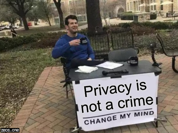 cloak_today's tweet photo. Privacy is not a crime.

$ZEOS #ZEOS $EOS #EOS #PrivacyMatters https://t.co/DPmczgE3Tu