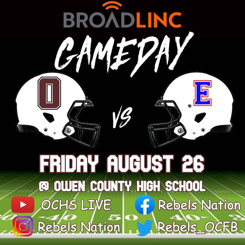 🏈  <a href="/getbroadlinc/">Broadlinc</a>  REBELS GAMEDAY 🏈

<a href="/Rebels_OCFB/">Rebels Football</a> vs <a href="/EminenceFball/">Eminence Warriors Football</a> <a href="/EminenceWarrior/">Eminence Warrior Athletics</a> <a href="/EminenceSchools/">Eminence Schools</a> 

📍 <a href="/OwenSchools/">Owen County Schools</a> 
⏰ Varsity - 7:30 PM
#WEareOC #RepTheO #OCFB