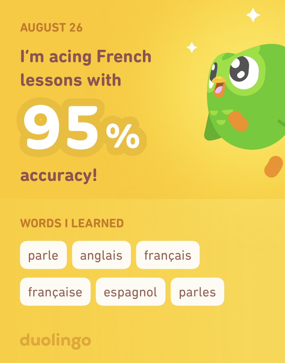 nofluffjade's tweet photo. I’m learning French on Duolingo! It’s free, fun, and effective. https://t.co/MxQ5VUwTCQ