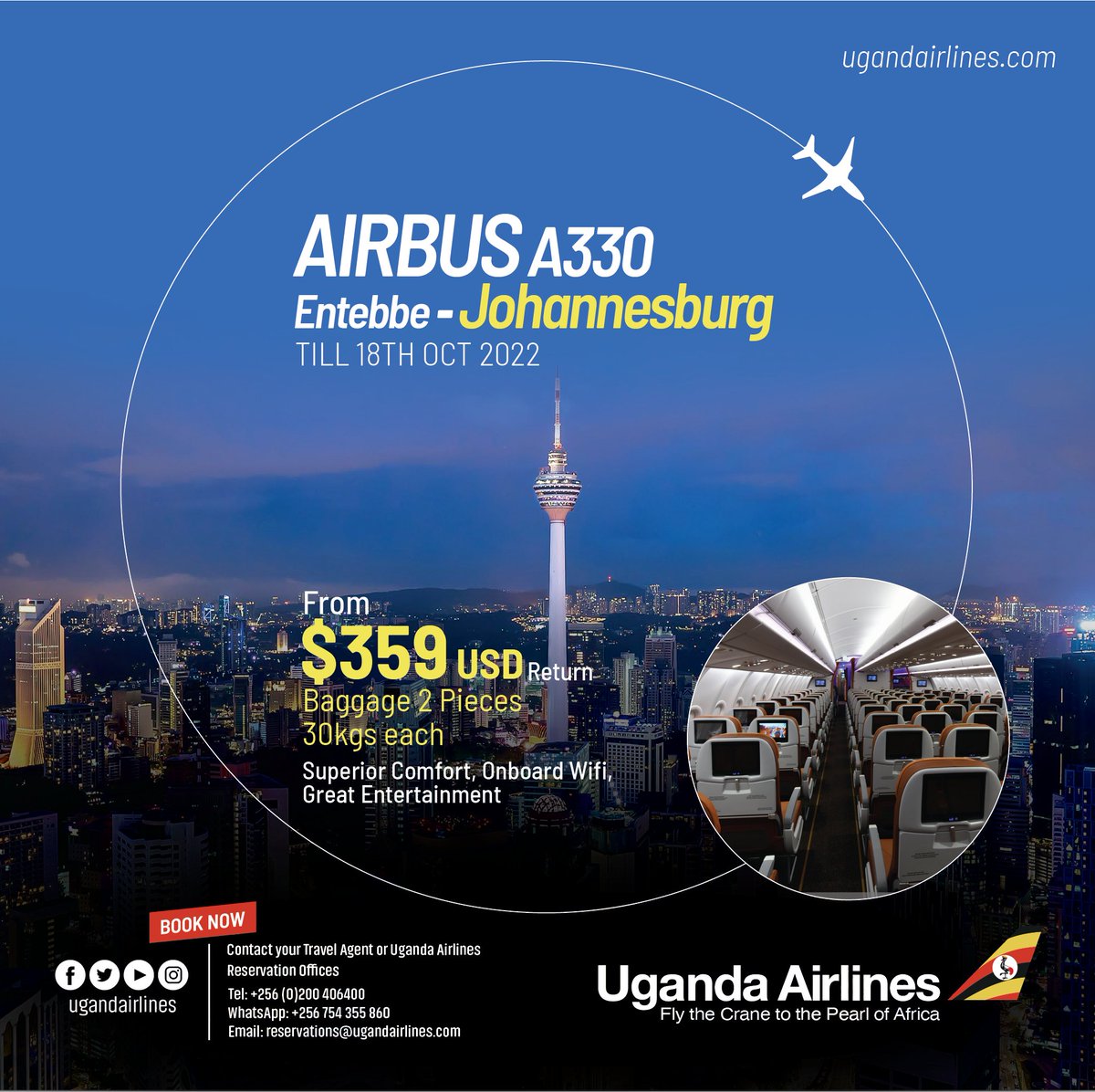 Uganda Airlines on Twitter "Fly the beautiful Airbus A330neo to/from Johannesburg Enjoy