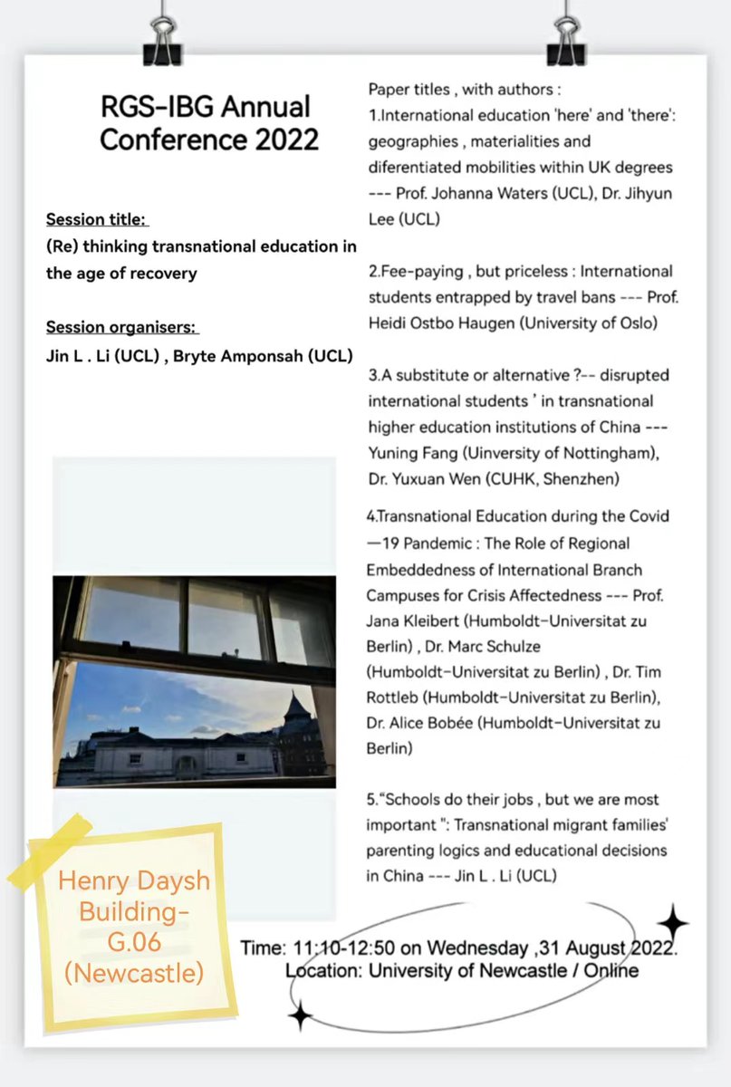 Jin L. Li (@liiilori) on Twitter photo If you are interested in Transnational Education, International Higher Education and student migrants <a href="/brytieamps/">Bright Amponsah</a> and I welcome you to Session34 at #RGSIBG22 #RGSIBG2022. Don't miss the fantastic papers in our Session at 11:10am-12.50 am, 31 August 2022. Sponsored by <a href="/GeogEd_RGS/">Geography & Education Research Group (GeogEd)</a> If you are interested in Transnational Education, International Higher Education and student migrants <a href="/brytieamps/">Bright Amponsah</a> and I welcome you to Session34 at #RGSIBG22 #RGSIBG2022. Don't miss the fantastic papers in our Session at 11:10am-12.50 am, 31 August 2022. Sponsored by <a href="/GeogEd_RGS/">Geography & Education Research Group (GeogEd)</a>