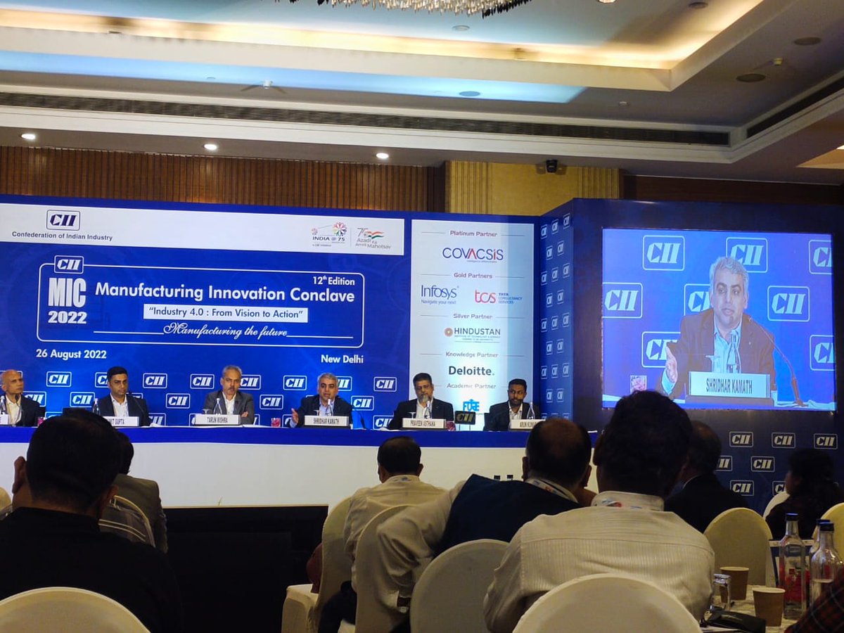 DeloitteIndia's tweet photo. Shridhar Kamath, Partner, Consulting, Deloitte India, moderated an engaging discussion at @FollowCII's  #ManufacturingConclave, where leaders explored the value of creating a #digital ecosystem to increase the pace of implementation, transparency, and more.

#Manufacturing https://t.co/s2HwOeYdlx