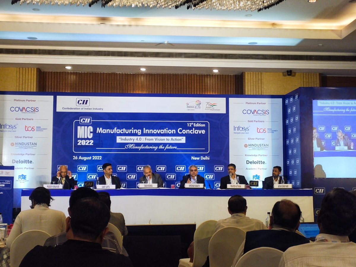 DeloitteIndia's tweet photo. Shridhar Kamath, Partner, Consulting, Deloitte India, moderated an engaging discussion at @FollowCII's  #ManufacturingConclave, where leaders explored the value of creating a #digital ecosystem to increase the pace of implementation, transparency, and more.

#Manufacturing https://t.co/s2HwOeYdlx