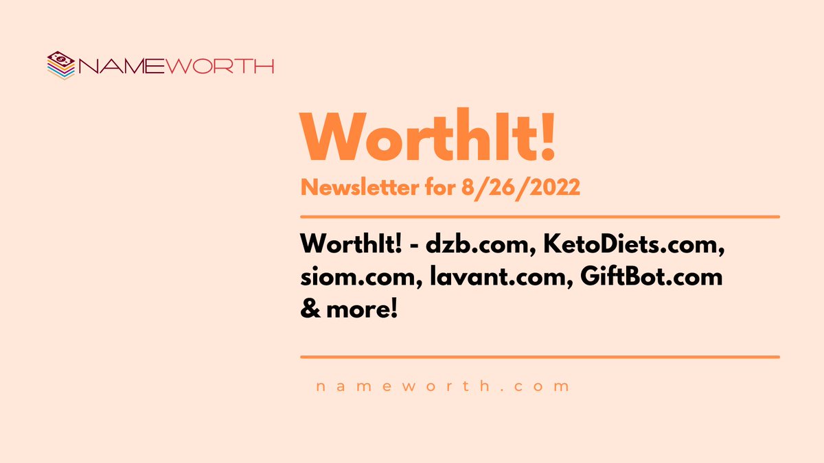WorthIt! - 34 domains today including dzb․com, KetoDiets․com, siom․com, lavant․com, GiftBot․com 

nameworth.com/newsletter.php…

#domains #domainsforsale
