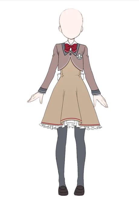 楽しくなっちゃって、シナリオに出てくる学校の制服を勝手にデザインした。していいって言うから…かなりあまんちゅリスペクトなデザインになってしまったと今更※フリー使用可のトルソーをお借りしています 
