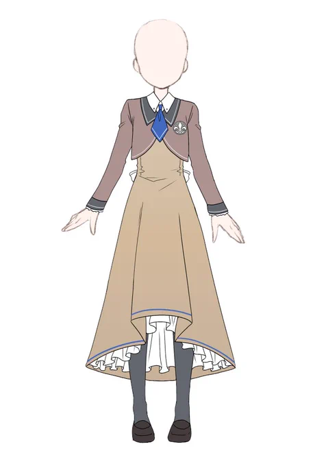 楽しくなっちゃって、シナリオに出てくる学校の制服を勝手にデザインした。していいって言うから…かなりあまんちゅリスペクトなデザインになってしまったと今更※フリー使用可のトルソーをお借りしています 