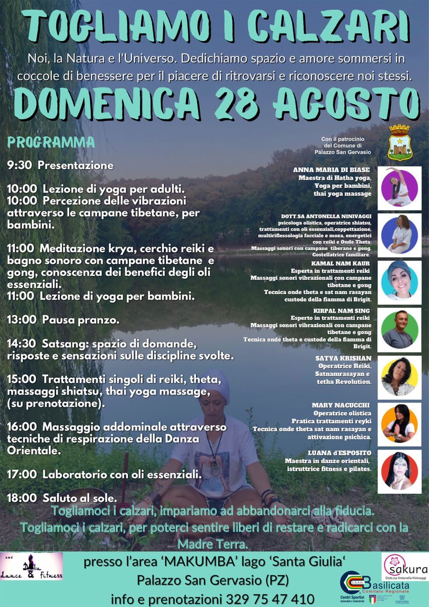 Impariamo ad amarci, a rispettarci, a conoscerci nel profondo, a sentirci liberi, sereni con noi stessi e con gli altri. 
Domenica 28 agosto ore 9:00 
#PalazzoSanGervasio, #Makumba, #CSAIn #CSAInBasilicata