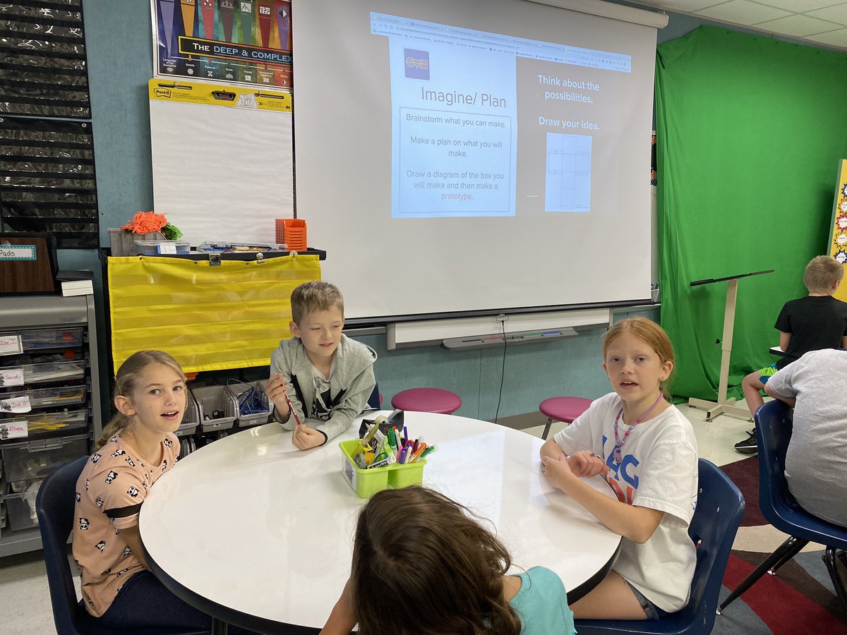 EmmettMichele's tweet photo. Designing Dolphins 4th grade- design a box challenge. Which holds the most packing peanuts? #lisdgt @Donald_ES #donaldstem @LisaCsScience https://t.co/Tgabietddk