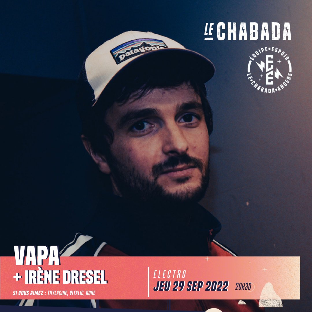 lechabada's tweet photo. Entre Angers 🇫🇷 et Cologne 🇩🇪, il n'y a qu'un ... VAPA
@vapa_music s'est associé à son ami et producteur allemand Cross pour nous concocté ce bel EP 6 titres "QUO VADIS".
🎧 https://t.co/doMVgEulC6
📅 En live au Chabada le 29/09
#equipeespoir #scenelocale #cultureangers https://t.co/yN8TKpViqm