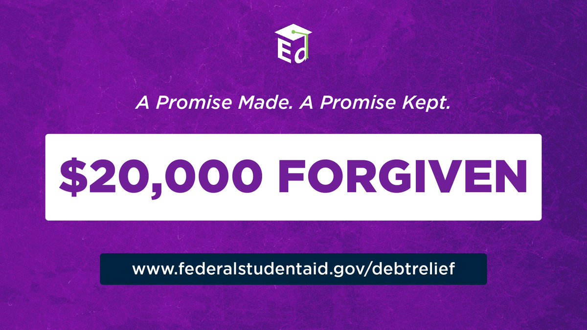 usedgov's tweet photo. #DYK: 27 million students who received Pell grants to attend college – 60% of eligible federal student loan borrowers – will each qualify for up to $20,000 in federal student loan cancellation. #FactFriday https://t.co/Dj4kxWbne2 https://t.co/O6i6zjHUYL