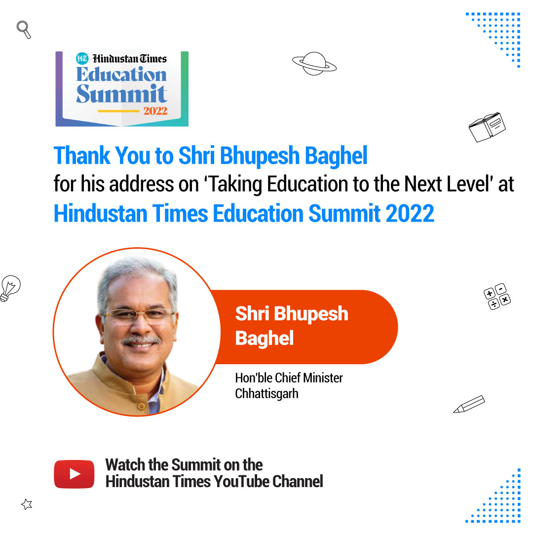 htschooltweets's tweet photo. 'It's easier for children to grasp &amp; learn in their mother tongue ... hence primary education should be in local language'
Thank you, Shri @bhupeshbaghel , Hon'ble CM, for joining us at the first HT Education Summit 2022!
Watch Summit- https://t.co/gAESDKE2Uy

#HTES #HTES2022 https://t.co/6V4UG2JLzY