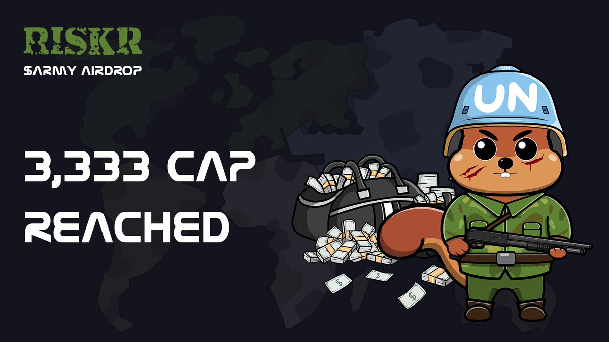PlayRiskR's tweet photo. Soldiers, the airdrop has now officially been concluded. Cap of 3,333 has been reached🪖

We’re happy to have you all amongst us. Our numbers grew exponentially. Welcome to |RR|!

Next up: our NFT Lieutenant presale, Sunday August 28

#DeFi #NFT #NFTcommunity #Solana #SolanaNFT https://t.co/AZPqZU8AET