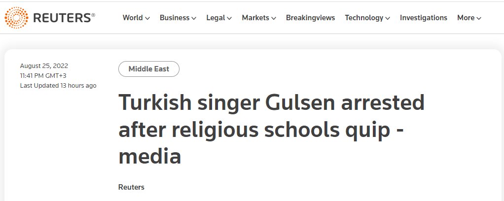 FactCheckingTR's tweet photo. ❌False: Turkish pop star #Gülşen was arrested over a joke about Turkish religious schools.

✅FACT: She was arrested not because of her comments, jokes or quips about the schools, but only for insulting and defaming graduates from the schools, which have more than 610k students. https://t.co/YjyTOoK8u2