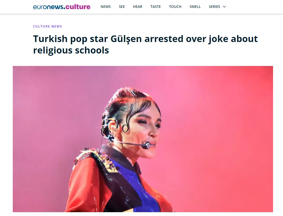FactCheckingTR's tweet photo. ❌False: Turkish pop star #Gülşen was arrested over a joke about Turkish religious schools.

✅FACT: She was arrested not because of her comments, jokes or quips about the schools, but only for insulting and defaming graduates from the schools, which have more than 610k students. https://t.co/YjyTOoK8u2