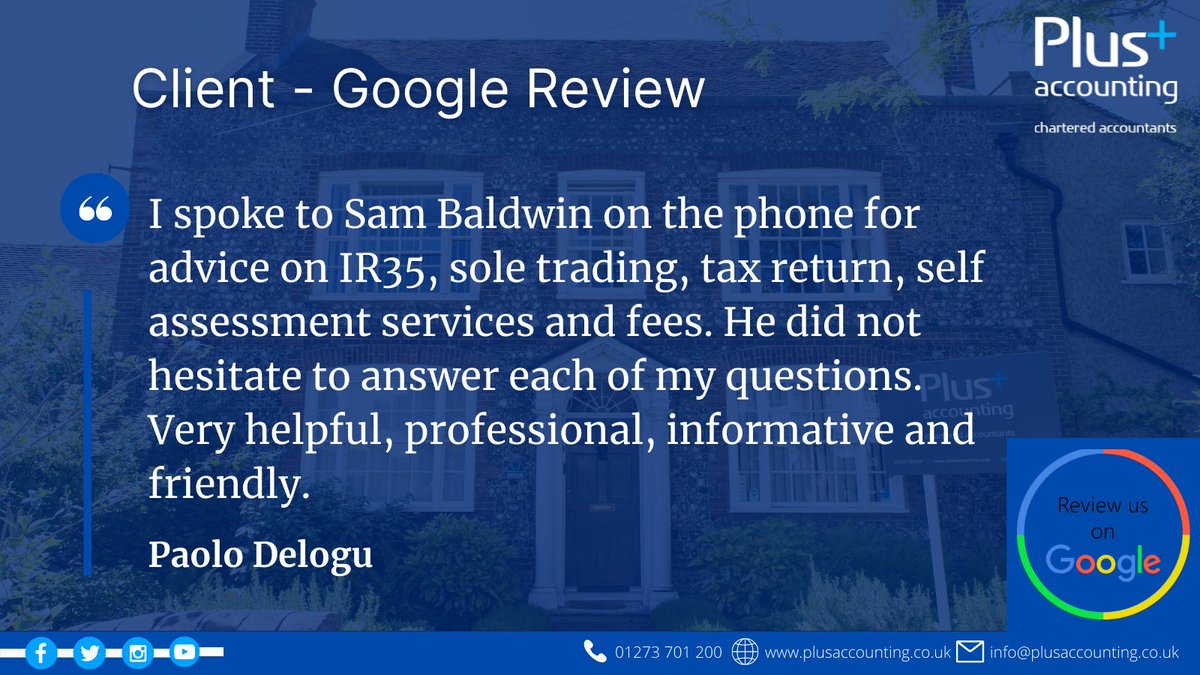 PlusAccounting's tweet photo. Thanks for the review Paolo – we are glad to hear that we were able to help you answer each of your questions
#PlusApproach #GoogleReview https://t.co/Pc2C86lfd9