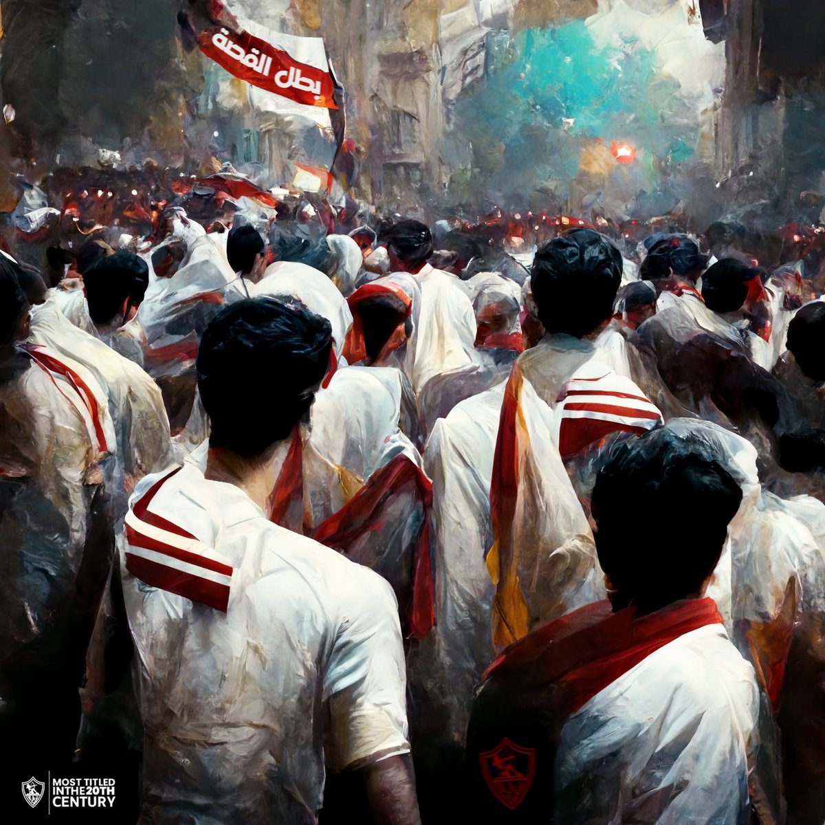 ZSCOfficial's tweet photo. هنا ١٠٠ عقبة حيث تمرد الخيال على الواقع ليرسم لنا لوحات بألوان بهجة العاشقين من جماهير الزمالك. 🤍🏹 

#Zamalek #MostTitledIn20C | #الزمالك
#Cairo14White https://t.co/Z3ZRFQ8h5a