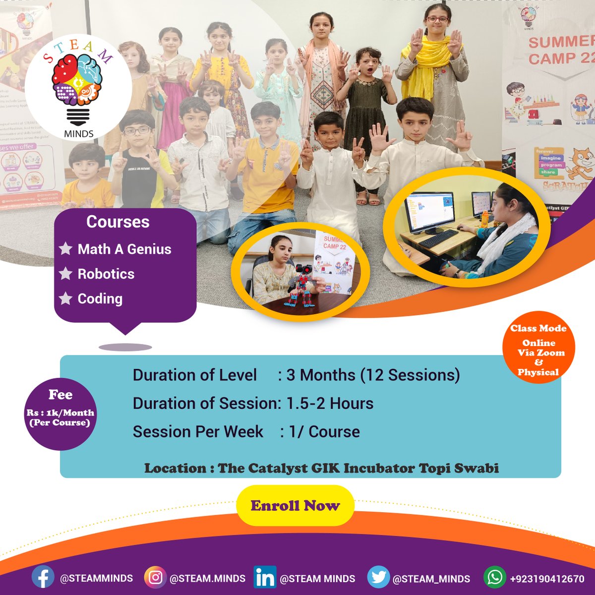 STEAM_Minds's tweet image. 𝐒𝐓𝐄𝐌 𝐑𝐞𝐠𝐮𝐥𝐚𝐫 𝐂𝐥𝐚𝐬𝐬𝐞𝐬 is starting from September, kids Age of 8 Years and above can apply for it. Classes will be online and physical both. 

Registration Link: docs.google.com/forms/d/e/1FAI…

#programming  #STEM #stemforkids #stemlearning #StemEducation