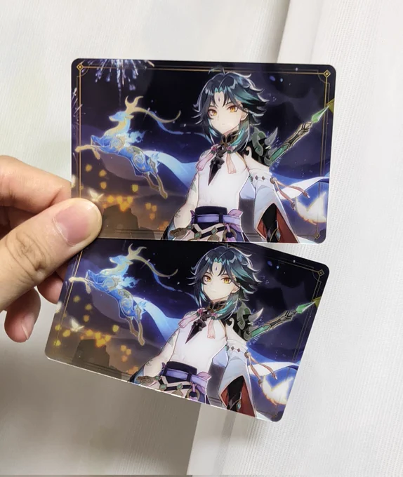原神メタカ見つけて魈が出たらいいなー程度に思って3つ買ったんだけどまさか2枚も来てくれるとは思ってなくて手が震えた。これは本格的に推せってこと……?? 