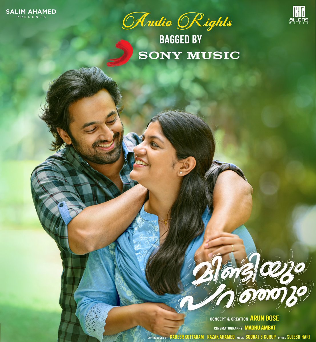 Iamunnimukundan's tweet photo. Music rights of #MindiyumParanjum bagged by Sony Music.. &amp; The songs will be out very soon!

Concept &amp; Creation: @ArunBoseS 
Producer: #salimahamed
On Screen As Sanal &amp; Leena: @iamunnimukundan @Aparnabala2 
DOP: #madhuambat
Writers: #mridulgeorge &amp; Arun Bose 
Music: #soorajskurup https://t.co/7X4LqcQh9v