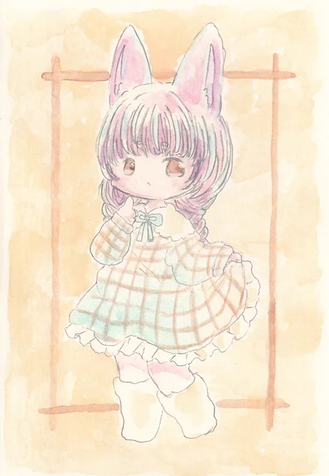 チェックのワンピース。#イラスト #illustration #イラスト好きさんと繋がりたい 