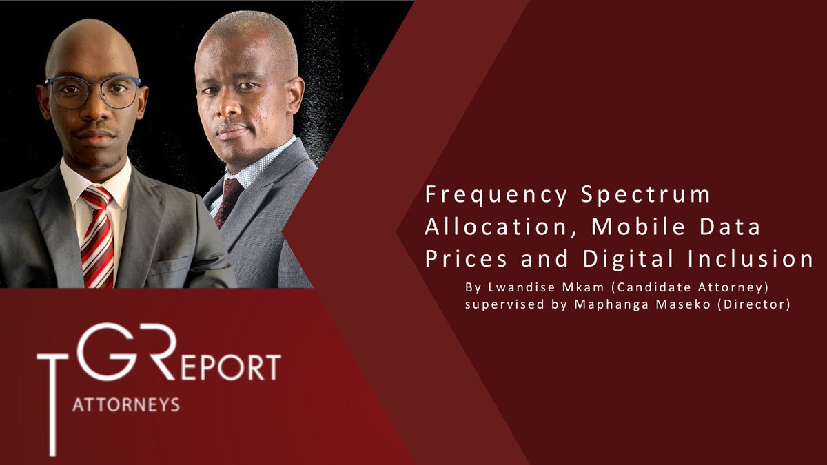 TGRAttorneys's tweet photo. Catch the latest TGReport where Lwandise Mkam unpacks Digital Inclusion and the latest frequency licensing issuance by ICASA. To read more, visit our website here:
https://t.co/O4xt5fCbwU
#law #lawtwitter #data #digitalinclusion #mobiledata #mallofafrica https://t.co/udX5R3JTy6