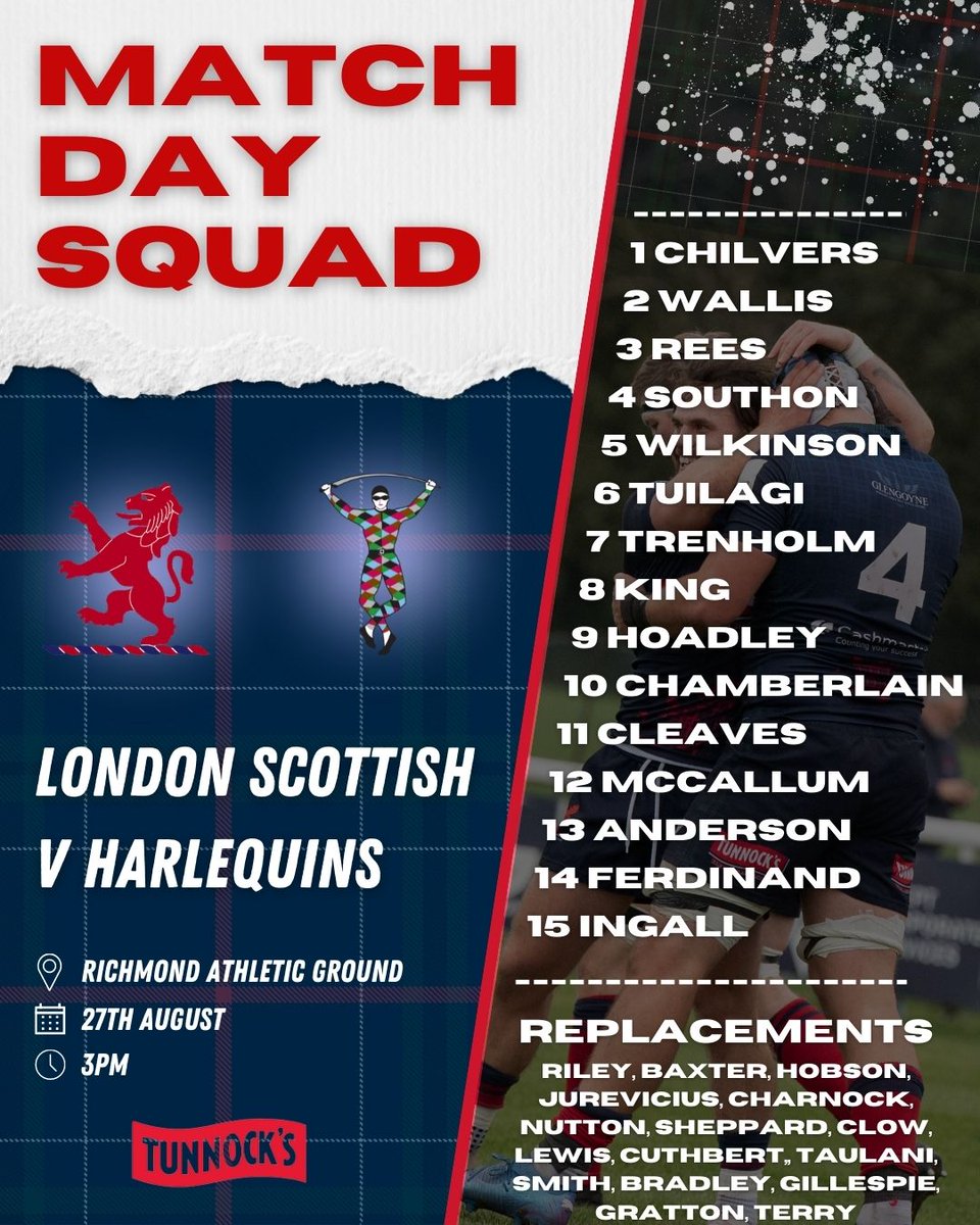 LSFCOfficial's tweet photo. Here's your team to take on 
@Harlequins
 at the RAG tomorrow

🕒3pm
📍 Richmond Athletic Ground
🎟️£15 for adults, £5 for kids
Available on on our story https://t.co/44uPiwWqUe