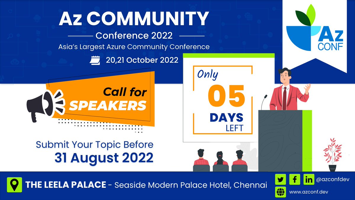 It's time to let your voice be heard at our conference and beyond... Drop your topics faster to step forward from all...

Submit Your Topic: azconf.dev/cfs

#AzConfDev #MicrosoftAzure #cloudnative #Azure  #AzConf #CloudFirst #AzConfCloudFirst #AzConf2022 #OpenSource