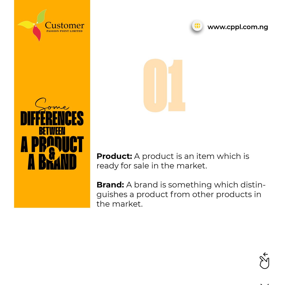 cppltraining's tweet image. Let us learn the differences between a brand and a product.
#cpplnigeria #tgif #Friday #funday #weekend  #august  #business #nigeria #lagos  #lagosbusiness #naijabrand  #naijabusiness #entrepreneur  #naijastartups  #businesscoach #busniess  #businesstips #startup #product #brand