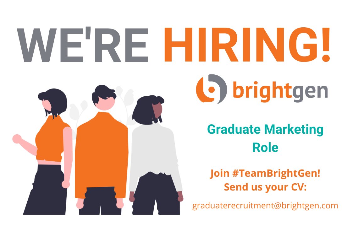 BrightGen's tweet photo. Recently finished a business or marketing-related degree? Looking to start an exciting career in the #Salesforce ecosystem? We're hiring! #MarketingGrad
Find out more about the role here: https://t.co/pGP1F7DQbN
Send your CV to graduaterecruitment@brightgen.com #SalesforceCareers https://t.co/BAsa9uhw8Z