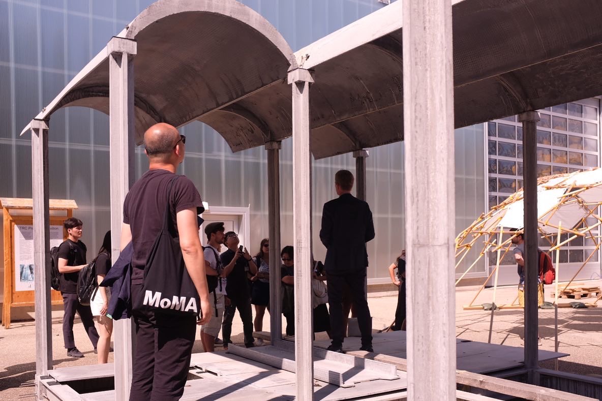 smartlivinglab's tweet image. RESEARCH PROTOTYPES | Swiss-Korean students visiting the #SmartLivingLab had a look at various #research prototypes on the bluefactory site this week:
• Textile Reinforced Concrete pavilion
• Geodesic dome
• DEMO-MI2 climate pavilion
• NeighborHub solar house
© DR #ARCHEST