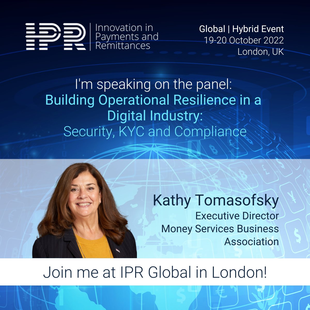 MSBA_Info's tweet photo. Excited to be speaking at the IPR event this October! Attend my panel session, with @spinkyhove and Oussama Kseibati, to hear about how the remittance industry is tackling compliance, AML, KYC, and more. Register here: https://t.co/c8Dw4Gen8M

#remittances #fintech #crossborder https://t.co/lbfYeakNri
