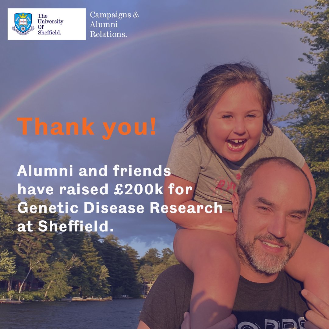 SheffieldAlumni's tweet photo. A huge thank you to everyone who donated or took on a fundraising challenge for Genetic Disease Research at Sheffield! 
Together, alumni and friends have raised £200,000 for this great cause.
Funds raised will support a brand new centre for gene therapy 👉https://t.co/GruJqTMymF https://t.co/9sKWTXpuRY