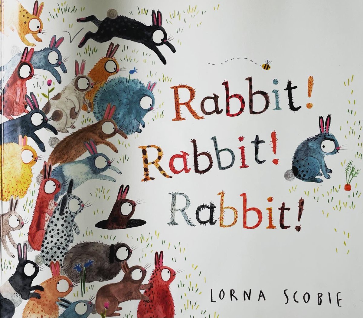 GrimbeekBelinda's tweet photo. RABBIT! RABBIT! RABBIT! by @LornaScobie 

A story about new siblings. How funny to use rabbits! 

Oh yes, and let’s introduce a rabbit nemesis into the mix, like a fox, just to make things interesting.  

#settingthescene #picturebooks #booksforkids #newsibling https://t.co/KyXmJxwCAJ
