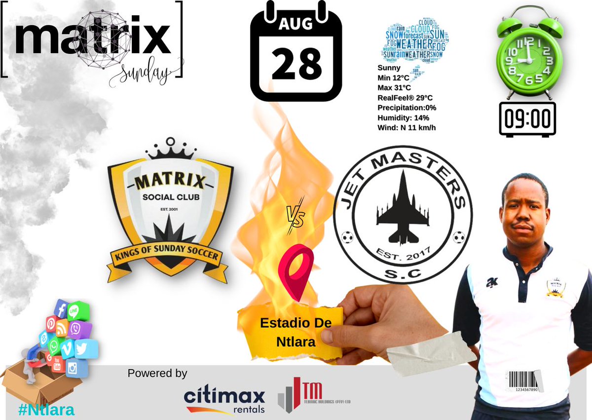 MatrixSC1's tweet photo. Fixture Alert🔔❗
We are back home at the Estadio De Ntlara hosting Jet Masters SC💥
Matrix SC vs. Jet Masters SC
📍Estadio De Ntlara, Block 7
⌚ 0900hrs
#Ntlara
#Matrix4Life https://t.co/ovimOeipou