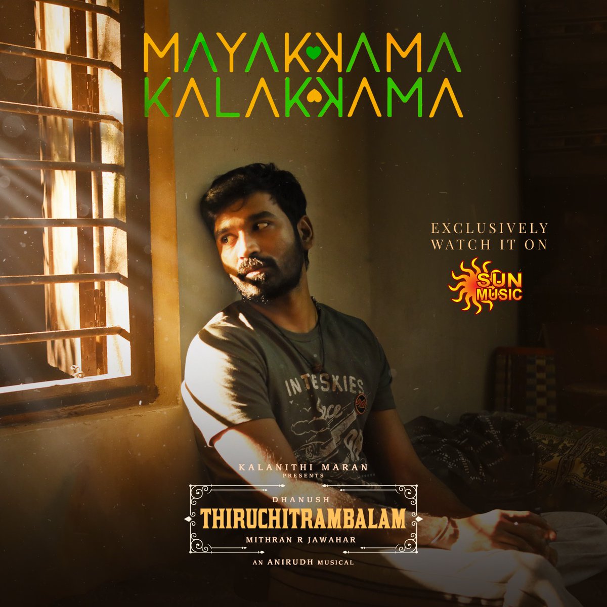 SunMusic's tweet photo. Most awaited song is here 💔

#MayakkamaKalakkama Watch Exclusively on sun music 

#SunMusic #HitSongs #Tamil #Songs #Music #NonStopHits #Dhanush #Anirudh #RaashiKhanna #NithyaMenen  #Thiruchitrambalam #DnA @dhanushkraja @anirudhofficial @RaashiiKhanna_ @priya_Bshankar https://t.co/QUT0HrZZLC