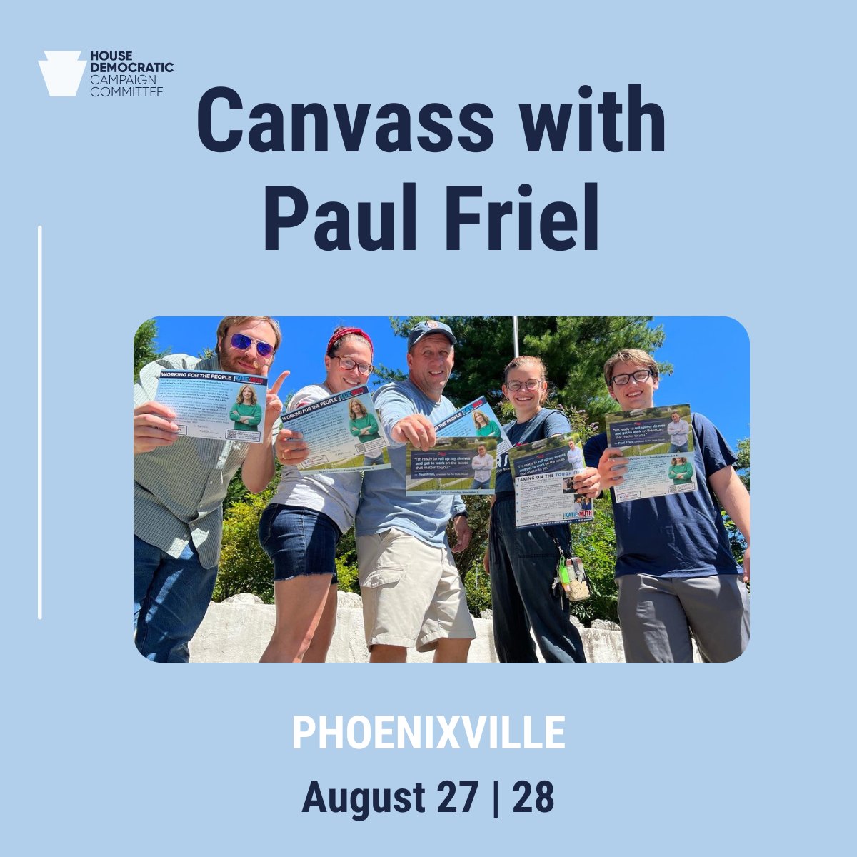 Join <a href="/PaulFrielforPA/">Paul Friel</a> this weekend in Phoenixville for his weekly canvasses! Sign up below!

Saturday: mobilize.us/frielforhouse/…

Sunday: mobilize.us/frielforhouse/…