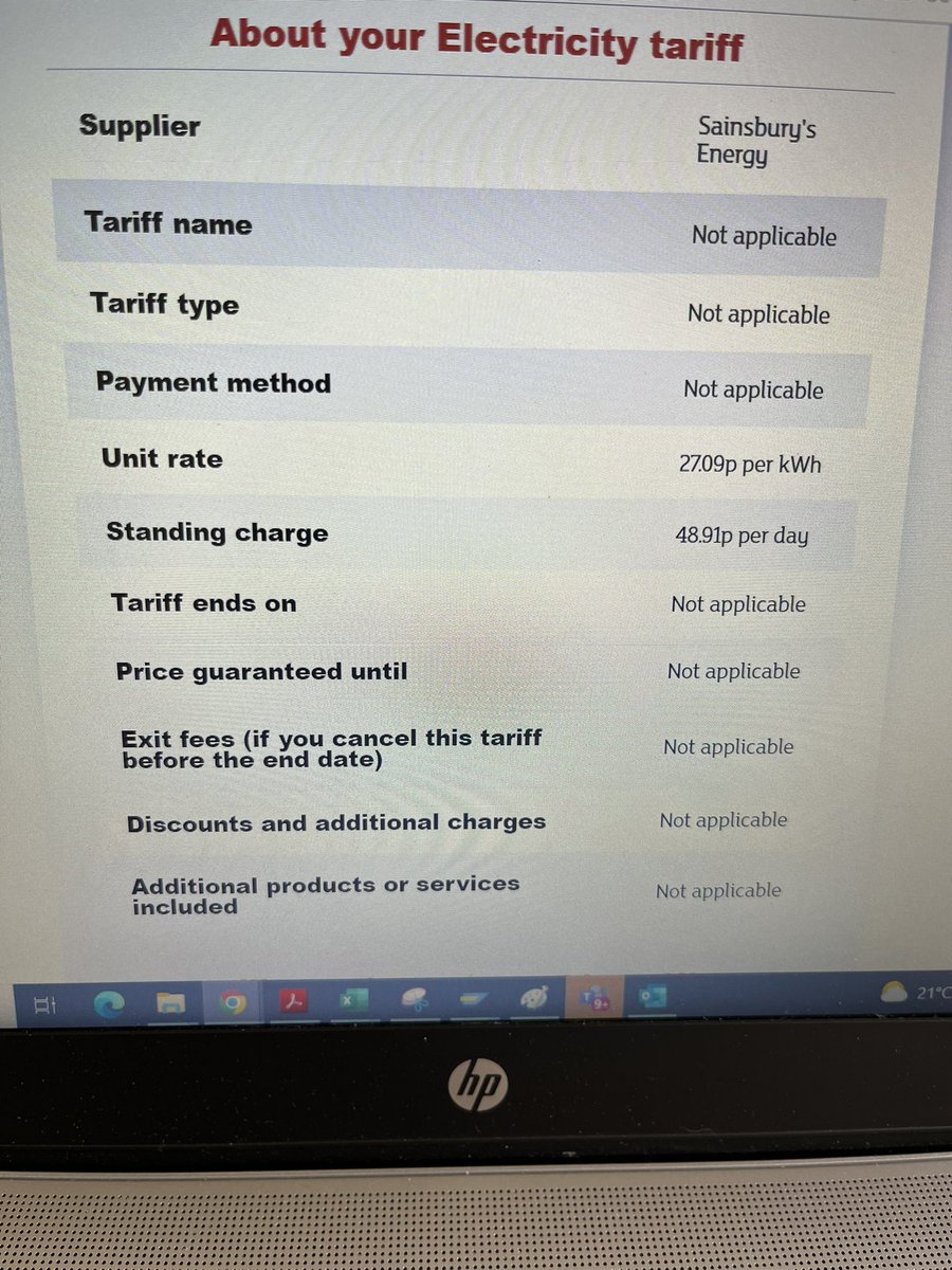 ClaireJobling's tweet photo. @eonenergyuk @EONhelp hi is your @sainsburys energy variable tariff increasing in light of todays cap or is this the price until the next cap in January? I’ve seen the fixed option has increase considerably, Thanks https://t.co/D882iKb8Ho