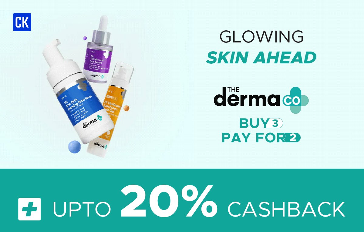 Cashkarocom's tweet photo. Let today be a Skincare #Sunday! Go to @DermaCo from #CashKaro and get up to 20% Exxxtra Cashback above discounts.

Buy Now: https://t.co/k7I3IM1rA2
. 
.
.
#Cashback #Cashbackworld #DealsOnline #OnlineShopping #Dealsandsteals #Skincare #Skincaredeal #DermaCo https://t.co/YYMMbM2Bba