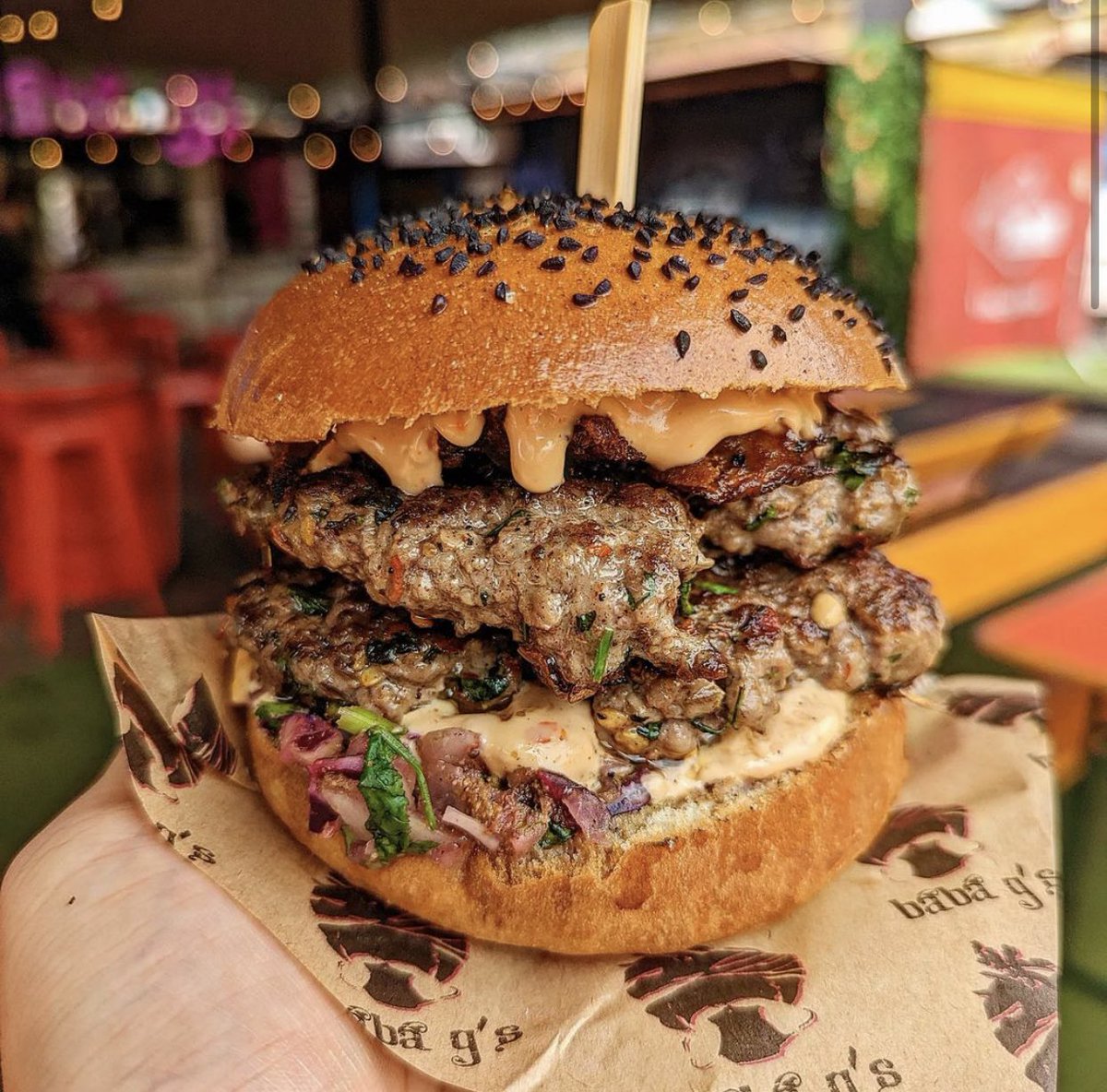 How did YOU celebrate #nationalburgerday yesterday? If you went for our Double Delhi burger we reckon you made the right choice👌🏾💥Although for us EVERY DAY IS BURGER DAY so swing by today or this weekend + get involved in the love. Indian style burgers to blow your socks off🧦🍔