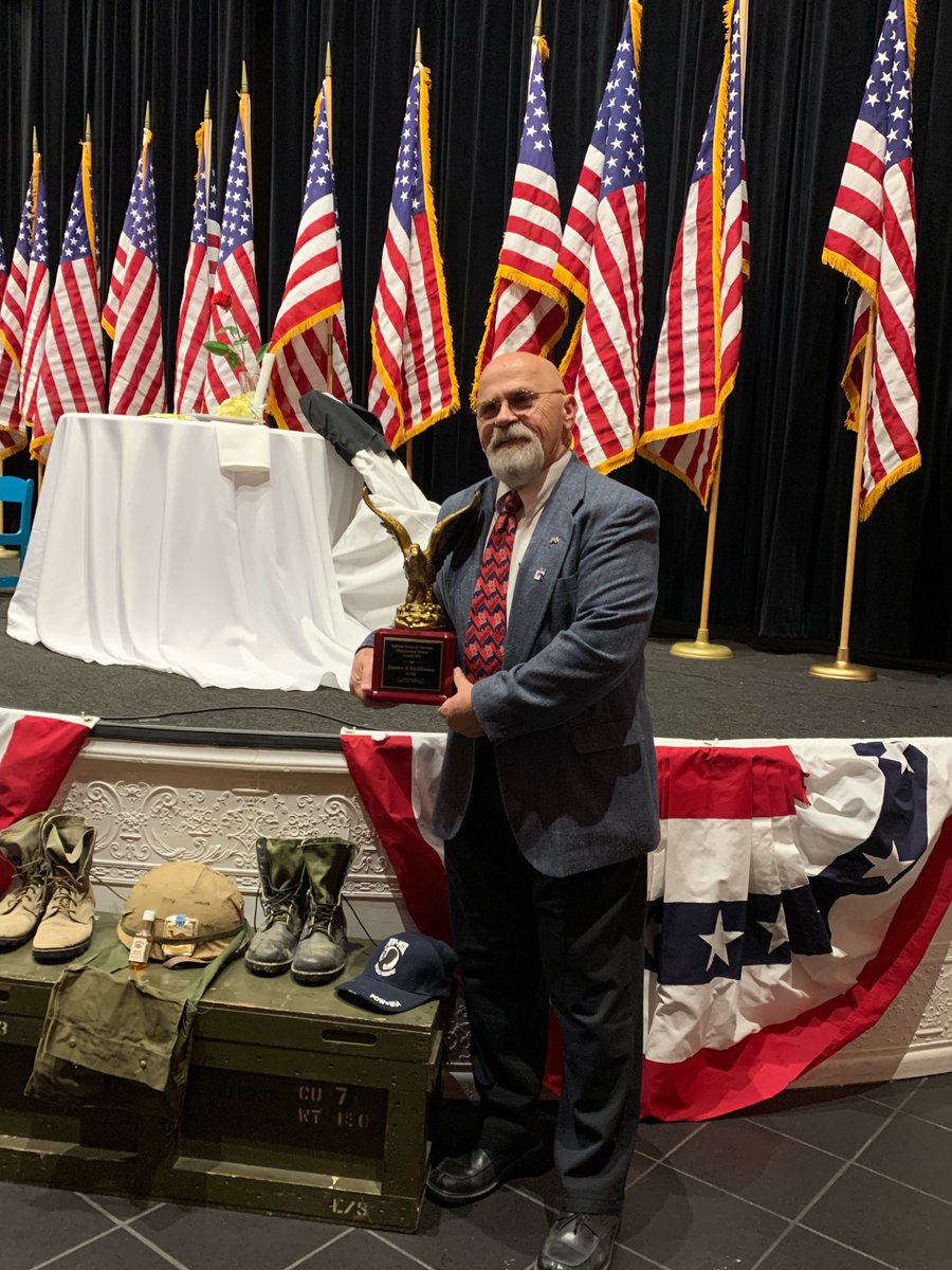 JTLengineering's tweet photo. JTL retiree SFC Jeff McMahan received a Distinguished Veteran award at the 2022 Indiana Salute to Veterans Award Banquet. Our own Steve Marshall was honored to be there. We are forever grateful for his service to our country and at JTL. 

#JTLengineering https://t.co/LcjkANbw9o