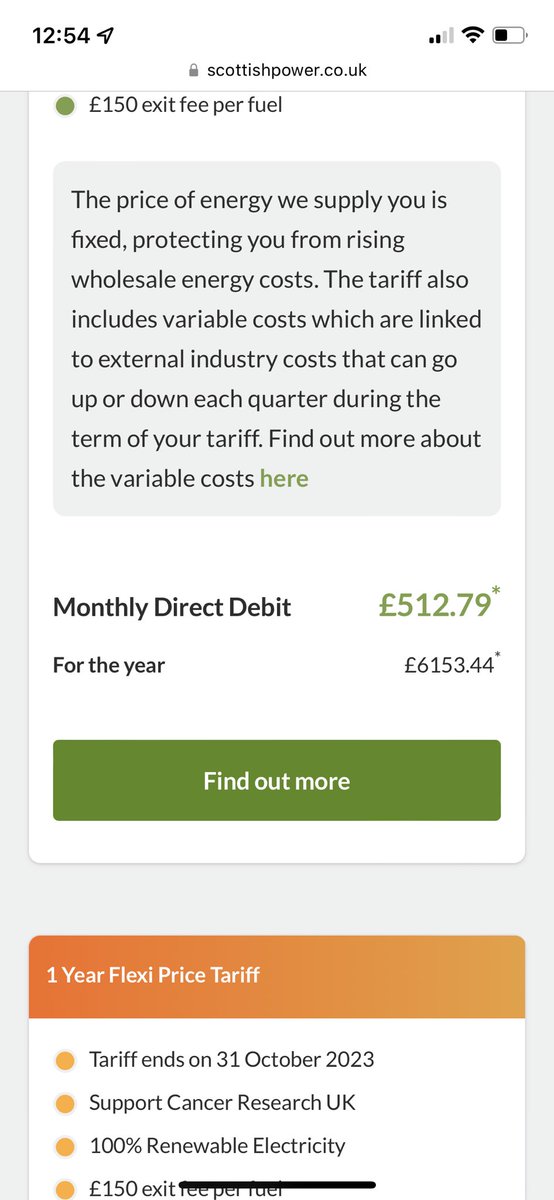 LinzPreece's tweet photo. So this is what @ScottishPower want to charge me to fix my tariff for 12 months. I live in a 3 bed semi, not Buckingham Palace. Was paying £100pcm in March😳 WTF @MoneySavingExp https://t.co/YNAf12kHzc