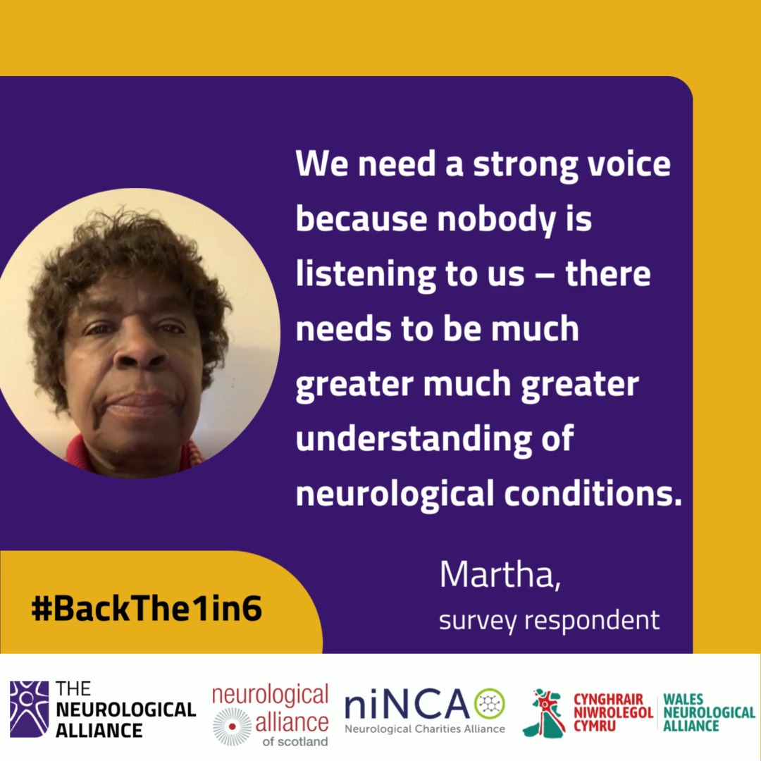 Former staff nurse Martha has lived with a neurological condition for over 30 years. She is campaigning for change. Read her story bit.ly/3Ai6n92 #BackThe1in6