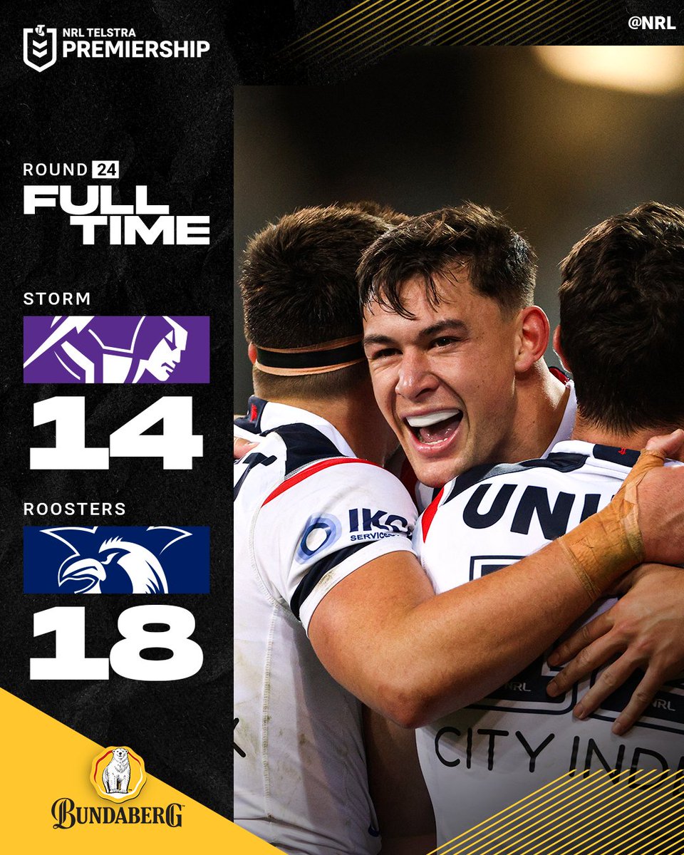 NRL's tweet photo. CHOOKS PULL THROUGH 🐓

#NRLStormRoosters https://t.co/6RKsogW5SE