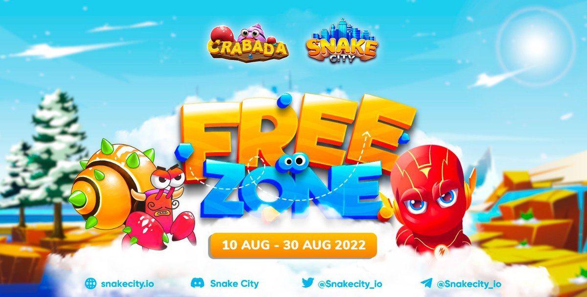 📢Dear Crabadians!

Last chance to participate in the @snakecity_io X <a href="/PlayCrabada/">Crabada (🦀,🦀) 🔺</a> collaboration!

🐍FREE ZONE
🔸Daily rewards of 1,000 $SNCT!
🔸Prize pool of ~US$500 worth of Crabada NFTs, $TUS, and $SNCT for top 10 players!

⚔️BATTLE BOUNTY

Details📰
medium.com/@PlayCrabada/s…