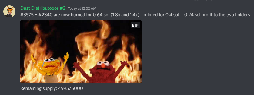 DustDoubleUp's tweet image. Our 5th burn!