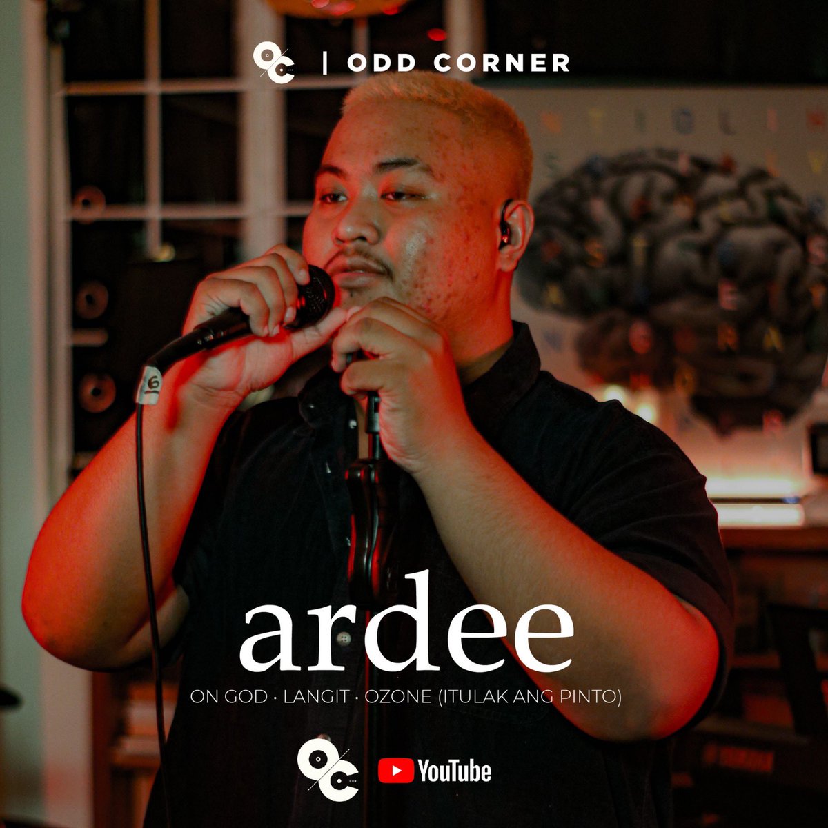 OCRecordsPH's tweet photo. Watch @ARDEEmusicph perform "On God", "Langit" & "Ozone" at the Odd Corner.
Full video out now on OC Records YouTube Channel!
🔗https://t.co/uWjoiETJDB
#ARDEE #OddCorner #OCRecords https://t.co/k9LjGmssBw