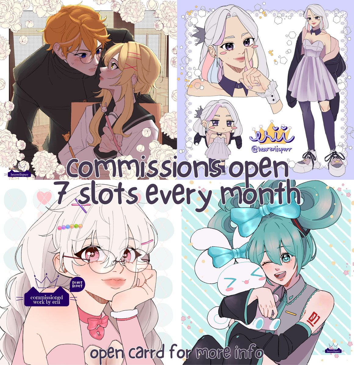 heareriispurr's tweet photo. c+mmissions are open, pls help boost 🎉🪅🍾

headshot = 17usd/800php
half bod = 28usd/1300php
full bod = 50usd/2400php

💜 all info in carrd: https://t.co/qU4PEdnkS5
💜 7 sl+ts, may increase depending on time
💜 my dms are always open! https://t.co/s6zkwAcbDJ